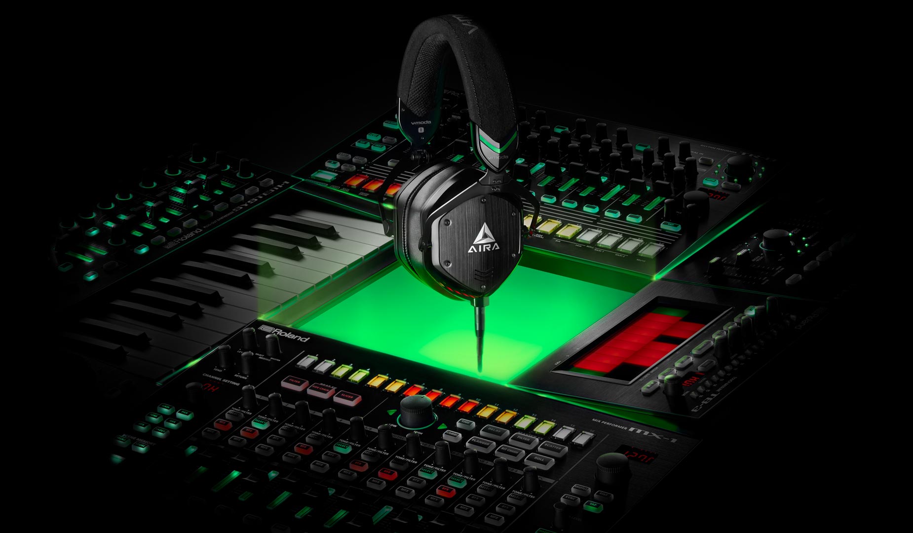 Aira Headphones Floating Over Keyboards